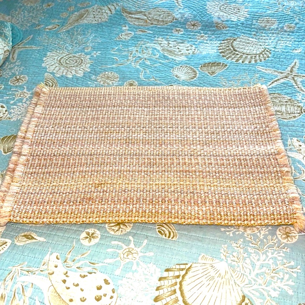 Set of four handwoven wheat cream colored place mats neutral 12 x 16”